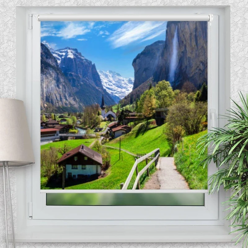 Klemmfix Rollo "Schweiz Wasserfall" | Motiv-Klemmrollo