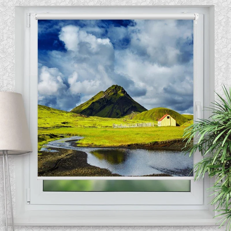 Klemmfix Rollo "Island Landschaft" | Motiv-Klemmrollo
