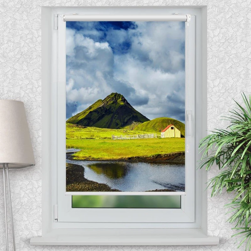 Klemmfix Rollo "Island Landschaft" | Motiv-Klemmrollo