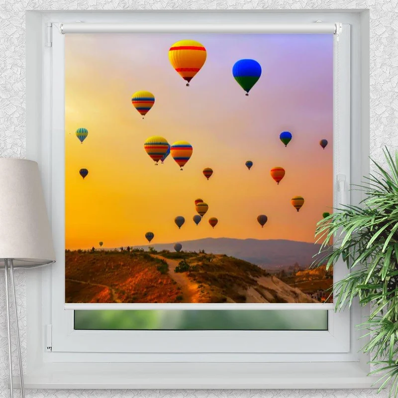 Klemmfix Rollo "Heißluftballons Berge" | Motiv-Klemmrollo