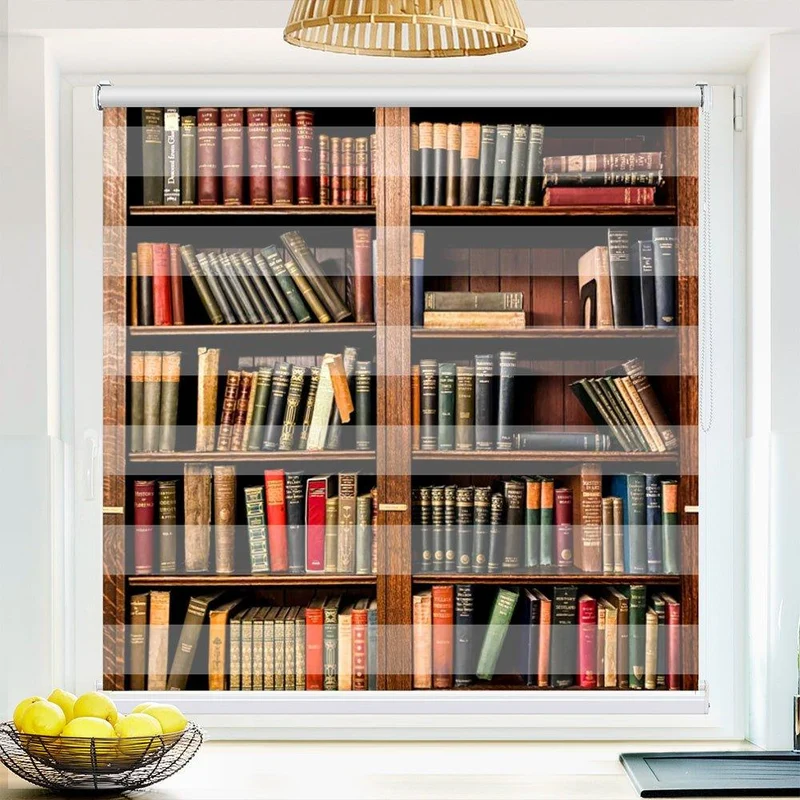 Klemmfix Doppelrollo "Bücherregal vintage" | Klemm Doppelrollo