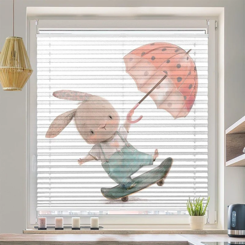 Plissee Motiv "Hase Skateboard"