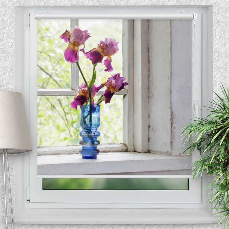 Klemmfix Rollo "Fenster Vase shabby" | Motiv-Klemmrollo