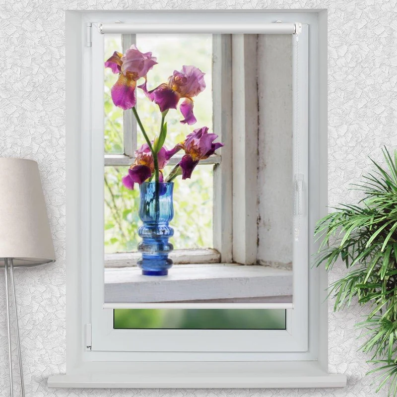 Klemmfix Rollo "Fenster Vase shabby" | Motiv-Klemmrollo