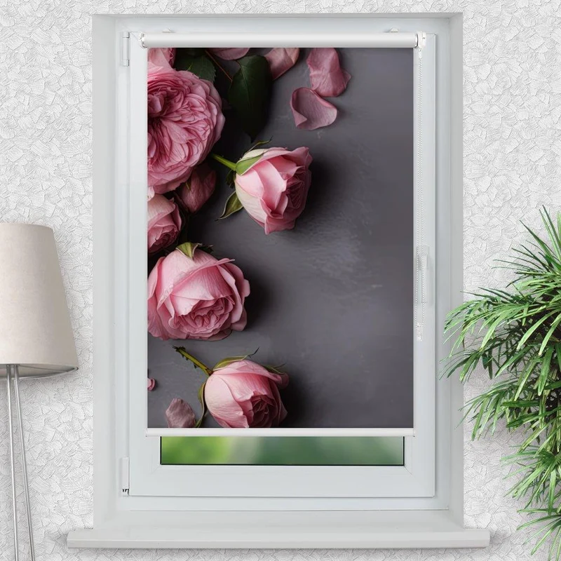 Klemmfix Rollo "Rose pink shabby" | Motiv-Klemmrollo