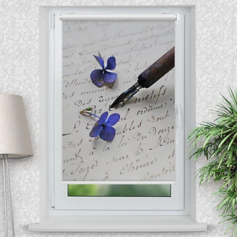 Klemmfix Rollo "Hortensien vintage" | Motiv-Klemmrollo
