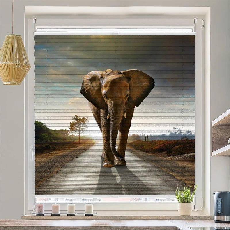 Wabenplissee Motiv "Elefant Afrika Weg"