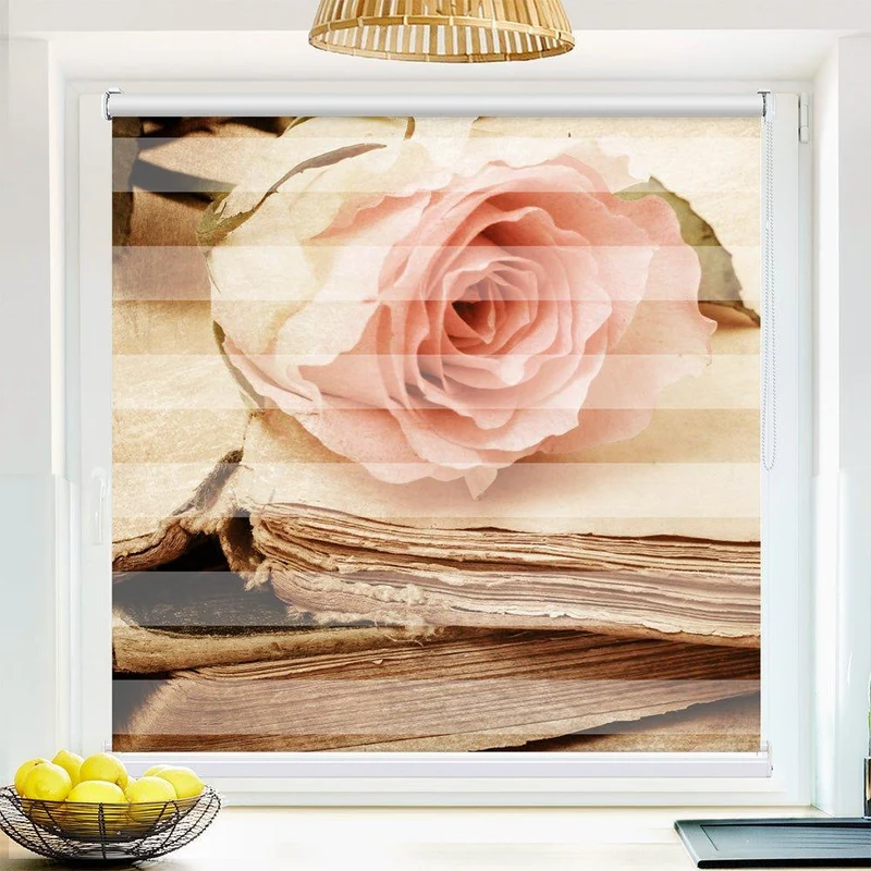Klemmfix Doppelrollo "Rose Buch vintage" | Klemm Doppelrollo