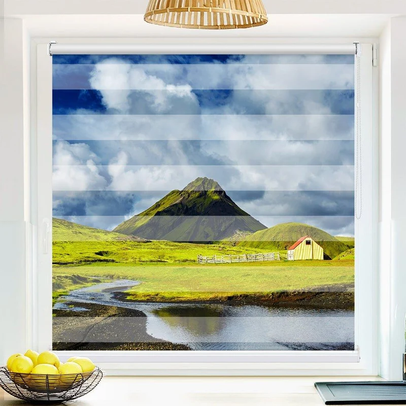 Klemmfix Doppelrollo "Island Landschaft" | Klemm Doppelrollo