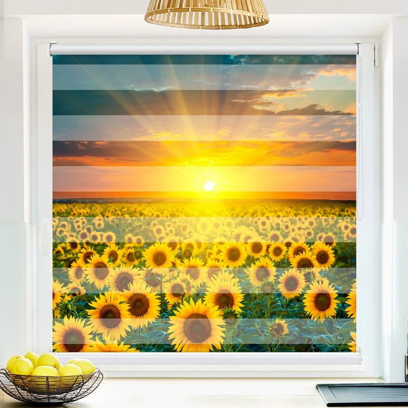 Klemmfix Doppelrollo "Sonnenblumen Feld" | Klemm Doppelrollo