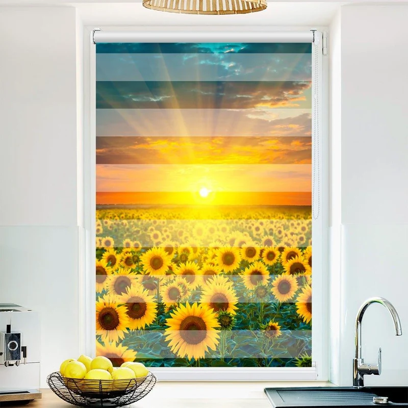 Klemmfix Doppelrollo "Sonnenblumen Feld" | Klemm Doppelrollo