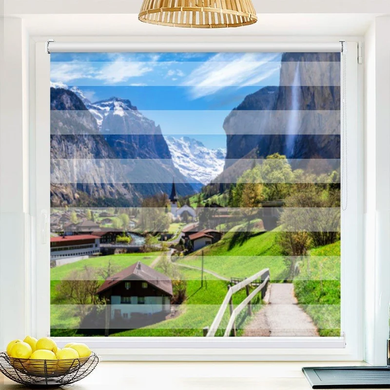 Klemmfix Doppelrollo "Schweiz Wasserfall" | Klemm Doppelrollo