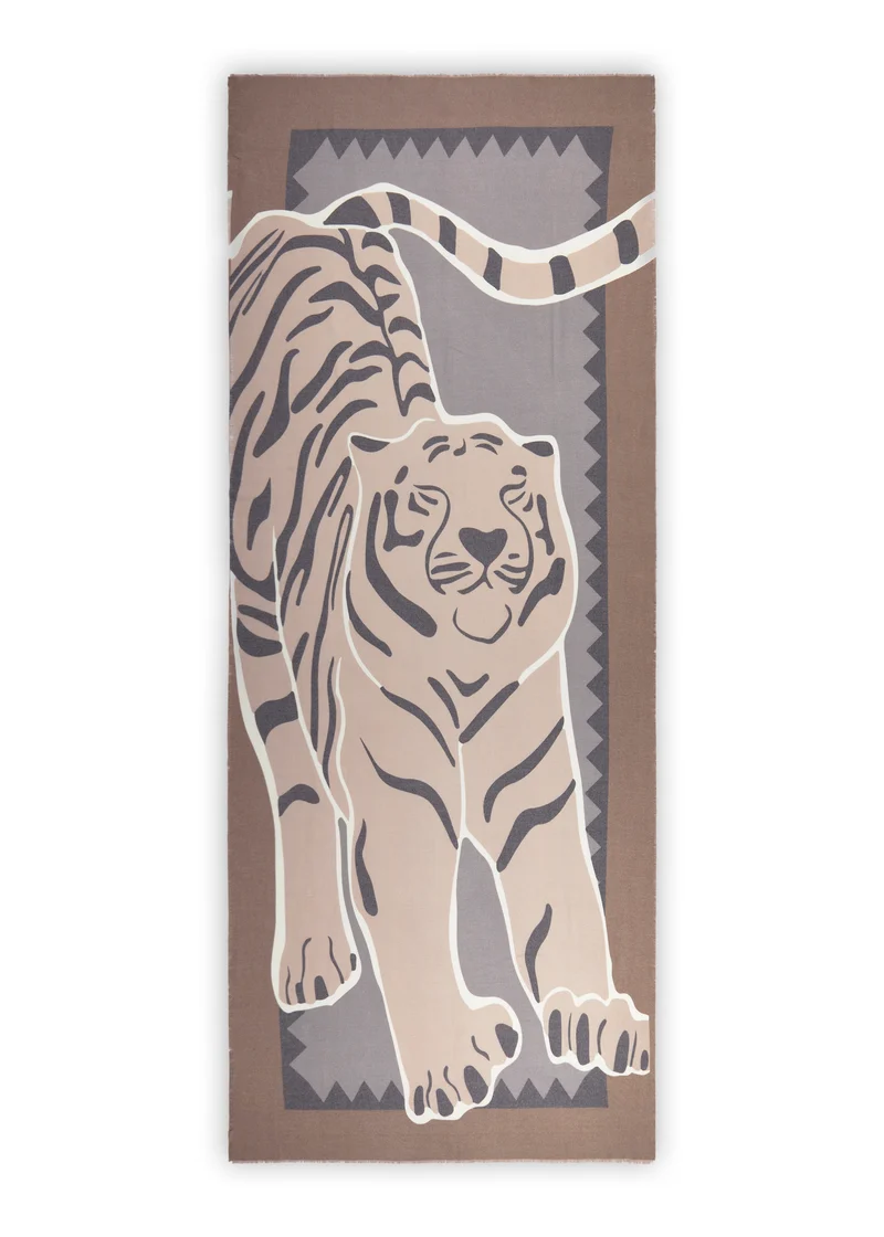 Kaschmirweicher Schal mit Tigerprint