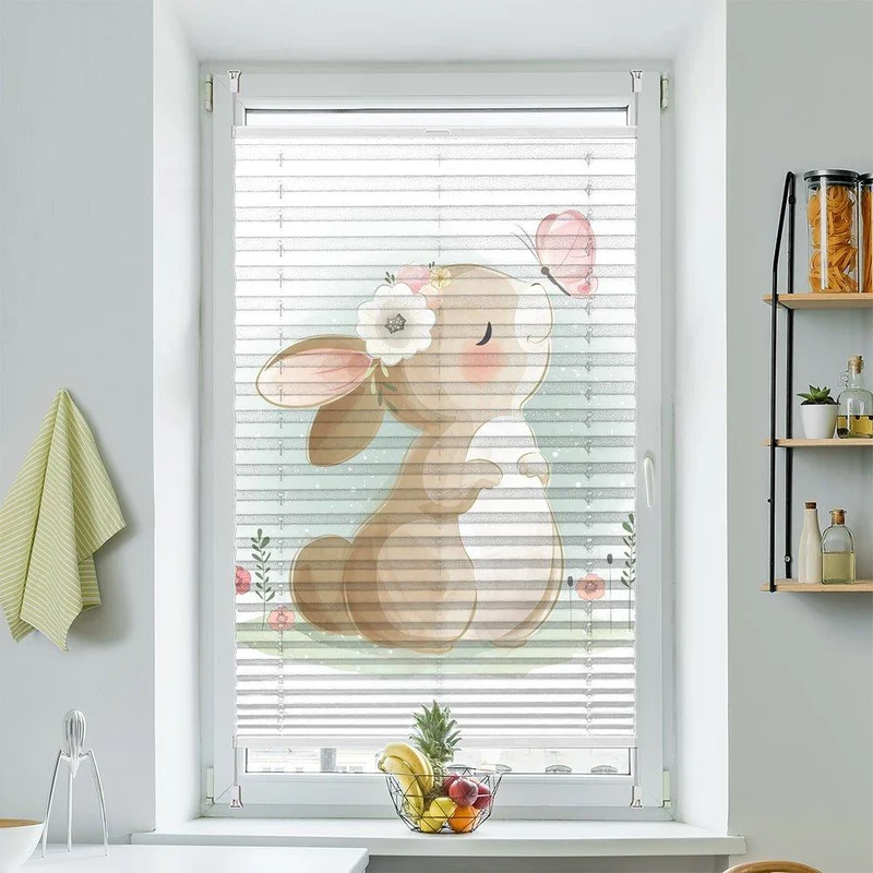 Wabenplissee Motiv "Hase Schmetterling Kinderbild"