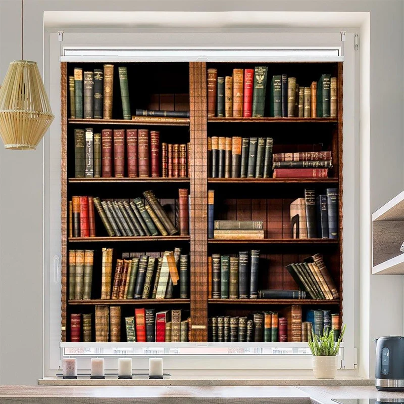 Plissee Motiv "Bücherregal vintage"