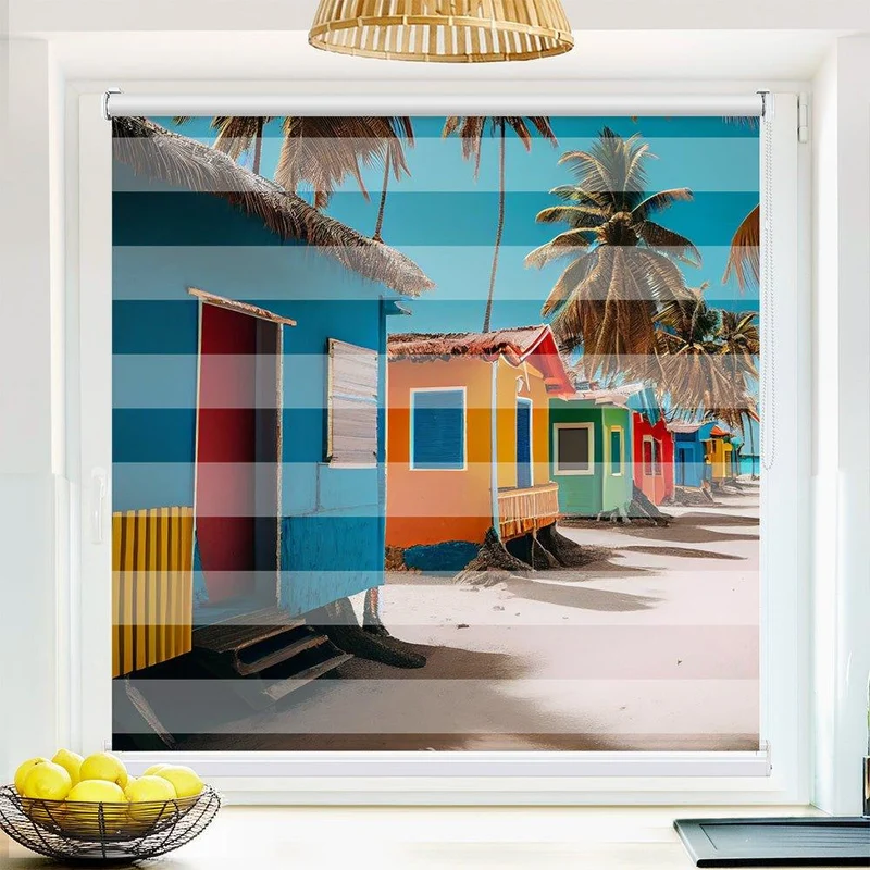 Klemmfix Doppelrollo "Strandhaus Meer" | Klemm Doppelrollo