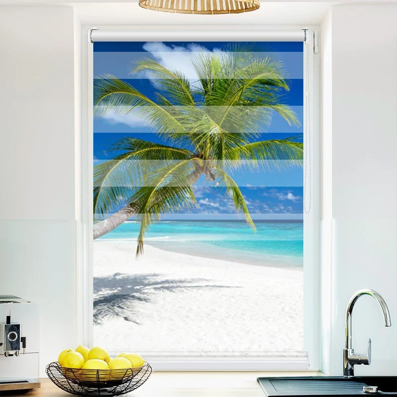 Klemmfix Doppelrollo "Tropen Meer Strand" | Klemm Doppelrollo