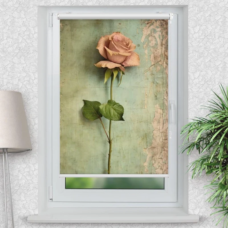 Klemmfix Rollo "Rose altes Papier" | Motiv-Klemmrollo