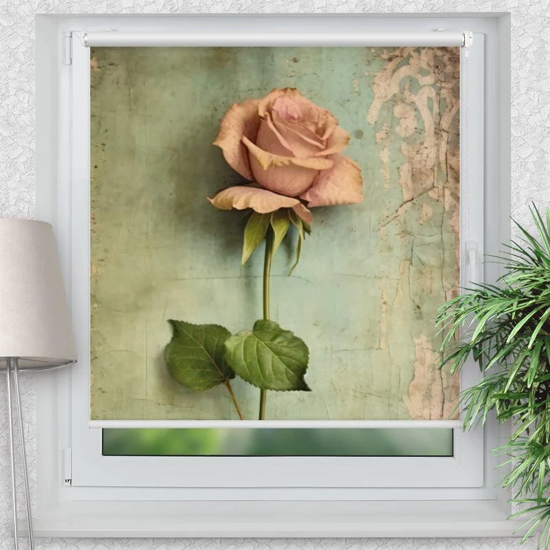 Klemmfix Rollo "Rose altes Papier" | Motiv-Klemmrollo