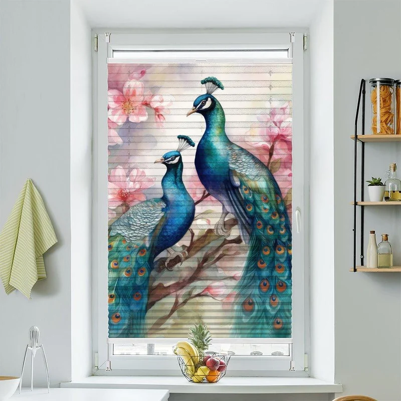 Wabenplissee Motiv "Pfau Baum"