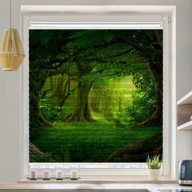 Wabenplissee Motiv "Wald Fantasie Urwald"