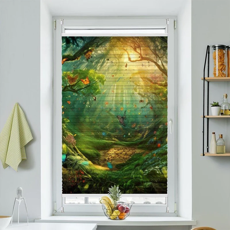 Wabenplissee Motiv "Wald Fantasie Schmetterlinge"