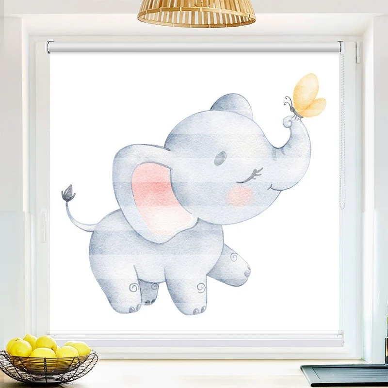 Klemmfix Doppelrollo "Elefant Schmetterling" | Klemm Doppelrollo