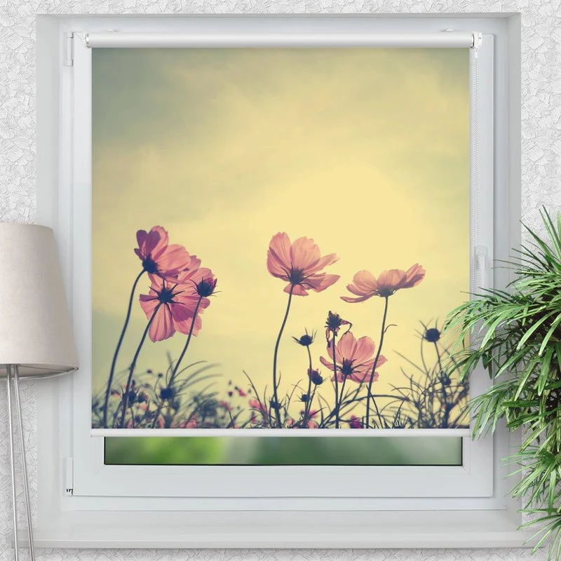 Klemmfix Rollo "Blumen sepia vintage" | Motiv-Klemmrollo