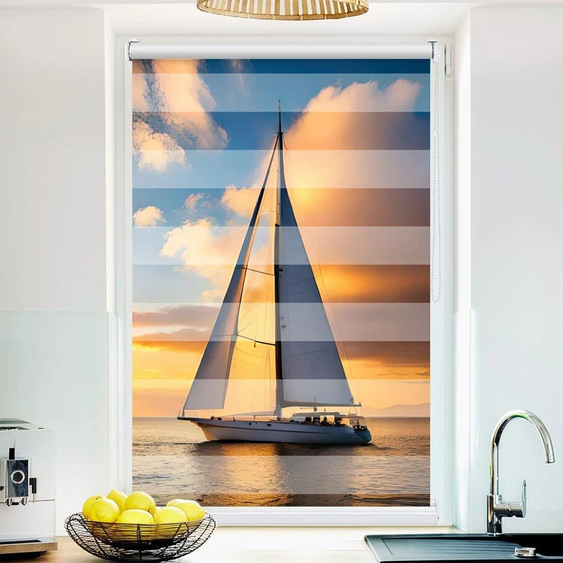 Klemmfix Doppelrollo "Sommer Segelboot" | Klemm Doppelrollo