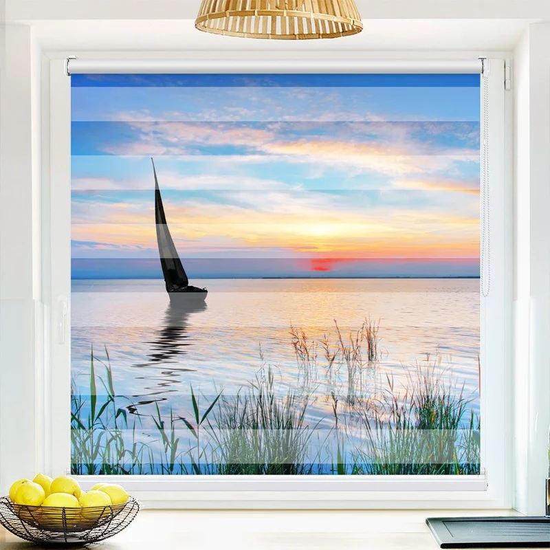 Klemmfix Doppelrollo "Segelboot See" | Klemm Doppelrollo