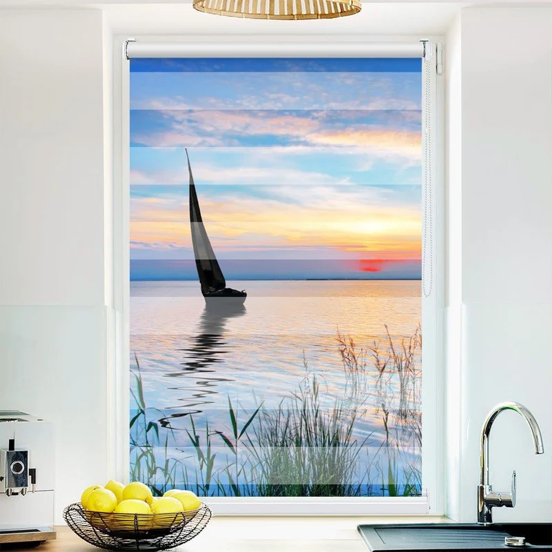 Klemmfix Doppelrollo "Segelboot See" | Klemm Doppelrollo