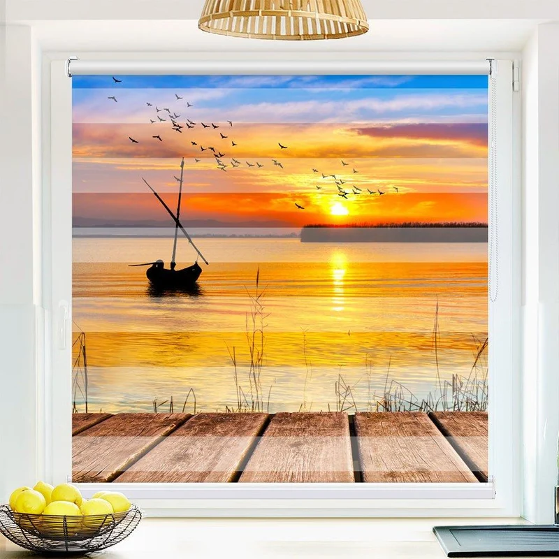Klemmfix Doppelrollo "Segelboot Sonnenuntergang" | Klemm Doppelrollo