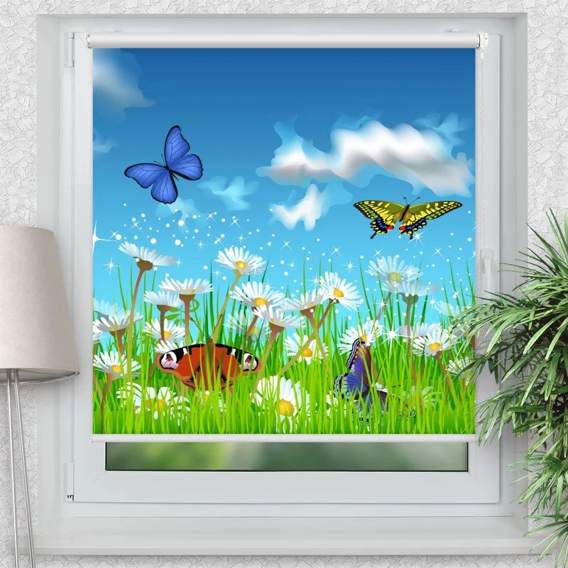 Klemmfix Rollo "Schmetterlinge Blumenwiese" | Motiv-Klemmrollo
