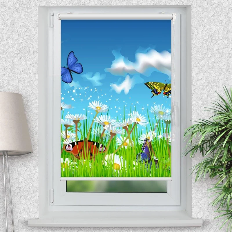 Klemmfix Rollo "Schmetterlinge Blumenwiese" | Motiv-Klemmrollo