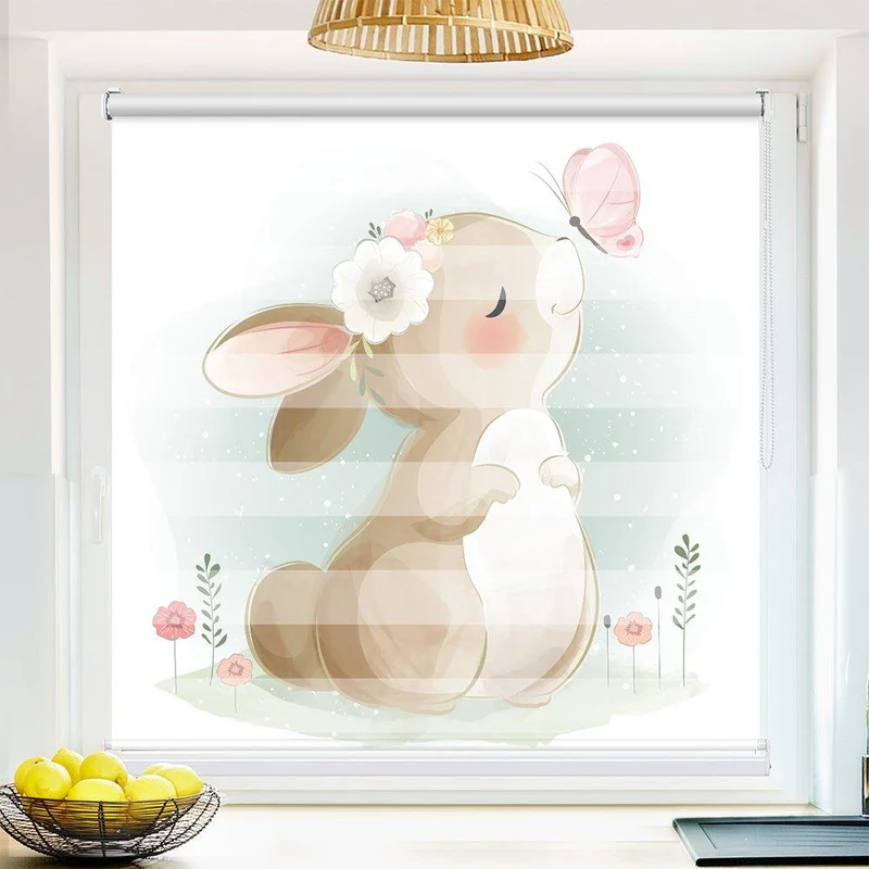 Klemmfix Doppelrollo "Hase Schmetterling" | Klemm Doppelrollo