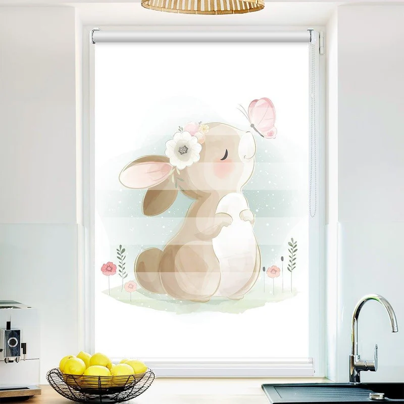 Klemmfix Doppelrollo "Hase Schmetterling" | Klemm Doppelrollo