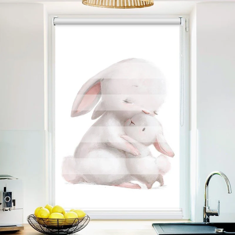 Klemmfix Doppelrollo "Hase kuscheln" | Klemm Doppelrollo
