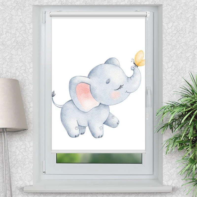 Klemmfix Rollo "Elefant Schmetterling" | Motiv-Klemmrollo