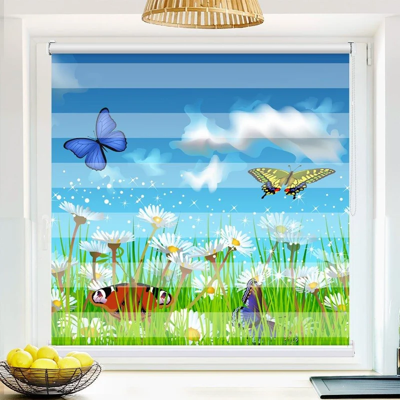 Klemmfix Doppelrollo "Schmetterlinge Blumenwiese" | Klemm Doppelrollo