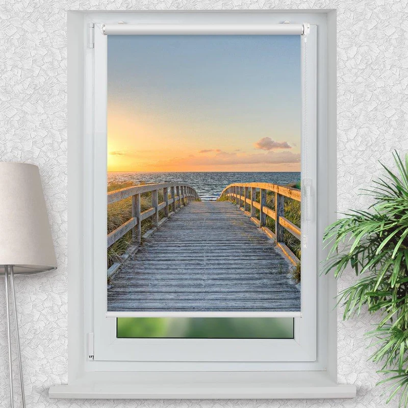 Klemmfix Rollo "Usedom Strand" | Motiv-Klemmrollo