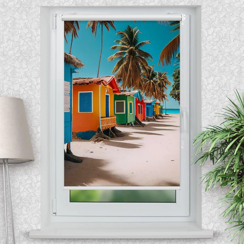 Klemmfix Rollo "Strandhaus Meer" | Motiv-Klemmrollo