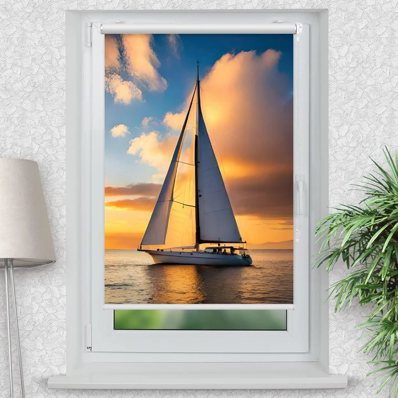 Klemmfix Rollo "Sommer Segelboot" | Motiv-Klemmrollo